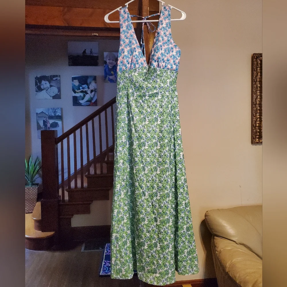 Floral Pattern Blocked Sundress - Picture 2 of 12